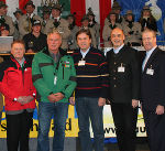 Vl. ÖAeC Präsident Dipl.- Ing. Wolfgang Malik, der Weltpräsident des Fallschirmverbandes Graeme Windsor, LH Mag. Franz Voves, LR Ing. Manfred Wegscheider und ASKÖ Präsident Mag. Gerhard Widmann bei der Eröffnung der Skyski-WM in Donnersbachwald.