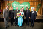 Dir. Georg Bliem (Steiermark Tourismus), LR Christian Buchmann, LH-Vize Hermann Schützenhöfer, Blumenkönigin Lisa I., CEO Armin Egger (Messe), LH Franz Voves und LT-Präs.-Stv. Franz Majcen © MCG/Wiesner; bei Quellenangabe honorarfrei