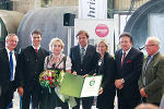 Günter Dörflinger (Vorstand Christof Group), Markus Fuchsbichler (Geschäftsführung ACE), Rosina Christof, LH Franz Voves, LR Kristina Edlinger-Ploder, Johann Christof (Eigentümer Christof Group) und Johann Edler (Geschäftsführer J. Christof GmbH) (v.l.)