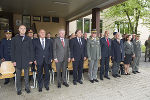 Landesamtsdirektor Helmut Hirt, 2. LH-Stv. Siegfried Schrittwieser, LH-Vize Hermann Schützenhöfer, LH Franz Voves, Brigadier Heinz Zöllner, Landtagspräsident Manfred Wegscheider, 2. LT-Präsident Franz Majcen, 3. LT-Präsidentin Ursula Lackner und Generalmajor Heinrich Winkelmayer (v.l.) beim Festakt