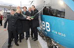 Verkehrslandesrat Gerhard Kurzmann, Verkehrministerin Doris Bures, Bgm. Jürgen Winter, LH Franz Voves, Skiverbands-Präsident Helmuth Lexer, ÖBB-Chef Christian Kern, v.l.