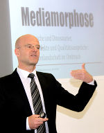 Politikanalyst und Medienexperte Peter Plaikner bei der steirischen Media-Analyse im Medienzentrum Steiermark © steiermark.at / Platzer