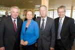 LH-Vize Schützenhöfer, Petra Stolba (GF Österreich Werbung), BM Mitterlehner und Gastgeber Landesstatthalter Karlheinz Rüdisser (v.l.) bei der 3. Tourismuskonferenz © BMWFJ/ Martin Steiger; bei Quellenangabe honorarfrei