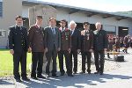 Bürgermeister Gerhard Sommer (Wildon), Rudolf Grager (Feuerwehr Wildon), LH Franz Voves, Stefan Grager (Feuerwehr Wildon), LAbg. Detlef Gruber, Bereichskommandant Josef Krenn und Bürgermeister Franz Egger (Stocking) (v.l.)