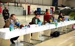 Direktor Georg Bliem (Steiermark Tourismus), Generalleutnant Franz Reißner, Brigadier Karl Gruber und Chefpilot Raimund Riedmann (Flying Bulls) bei der Pressekonferenz am Fliegerhorst Hinterstoisser. (v. l.)