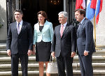 Milanovic, Bratusek, Faymann und Voves (v.l.) vor der Grazer Burg © steiermark.at (Schüttbacher); bei Quellenangabe honorarfrei