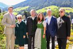 Steirertreffen im Rahmen des Forum Alpbach: Wirtschaftskammerpräsident Harald Mahrer, Frau Landeshauptmann a.D. Waltraud Klasnic, Landeshauptmann Christopher Drexler mit Gattin Iris, Forum Alpbach-Präsident Andreas Treichl und der Vorsitzende des Club Alpbach Steiermark Herwig Hösele (v.l.) © Markus Prantl; bei Quellenangabe honorarfrei